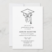 弓を付けたミニマルな卒業キャップ 招待状 (正面)