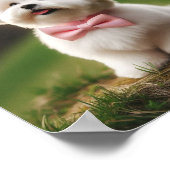 弓を引いたかわいいマルチーズ犬 ポスター (角)