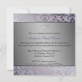 弓を持つエレガントなラベンダーおよび銀の招待状 招待状 (裏面)