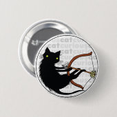 弓を持つ好奇心が強い猫 缶バッジ (正面&裏面)