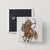 弓を持つ武士のイラストレーション 缶バッジ (正面&裏面)