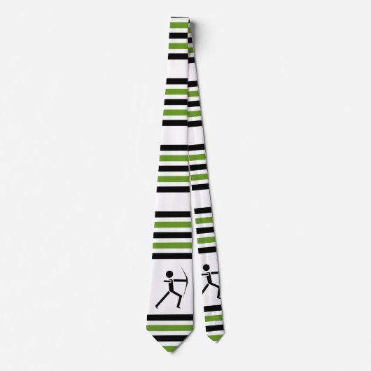 弓を黒く緑のアーチェリーで射手、ストライプ射手 ネクタイ (正面)
