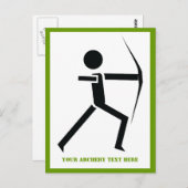 弓を黒く緑のアーチェリー垂直に射手 ポストカード (正面/裏面)