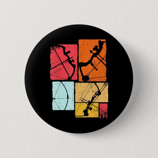 弓アーチェリースポーツを繰り返す射手 缶バッジ (正面)