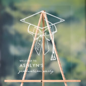 弓ウェルカムアクリル付きミニマル卒業キャップ アクリルサイン (ニュートラル)