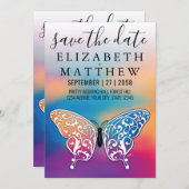 弓エレガントとハート斑点のある招待状車 招待状 (正面/裏面)