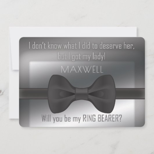 弓エレガントのネクタイは私のリングや輪 招待状 (正面)