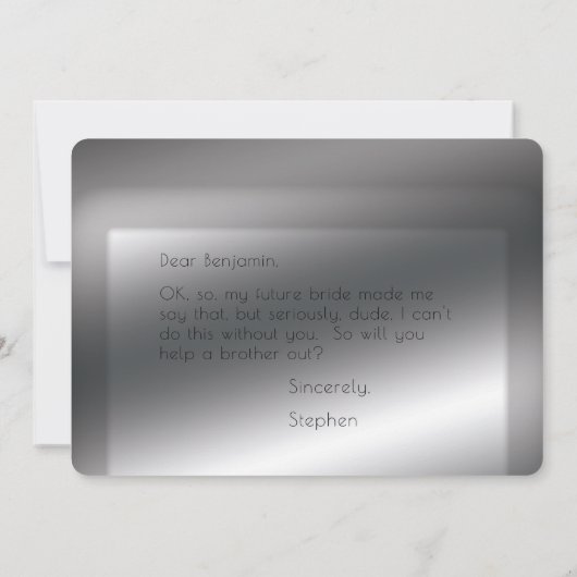 弓エレガントネクタイを私のグロムスマンにする 招待状 (裏面)