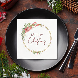 弓エレガント付き緑のゴールデンサークル スタンダードカクテルナプキン