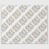 弓カラフル付きイースターバニー ラッピングペーパー (フラット)