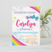 弓ガーリーグリッターレインボー誕生日パーティー、任意の年齢 招待状 (スタンド正面)