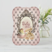 弓ガーリー型熊ベビーシャワー招待状 招待状 (スタンド正面)