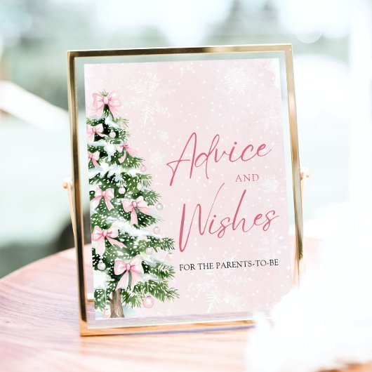 弓クリスマスツリーベビーシャワーアドバイスとウィッシュ ポスター