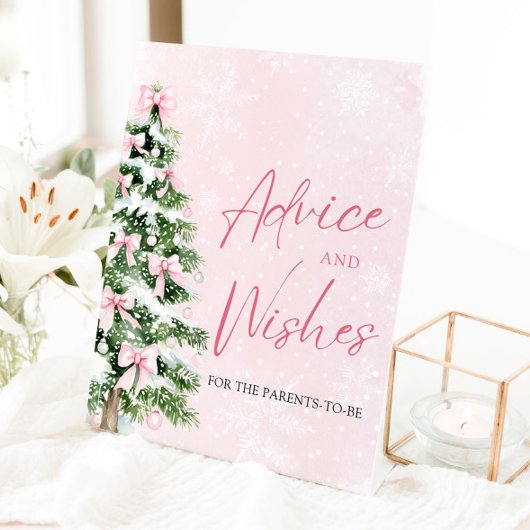 弓クリスマスツリーベビーシャワーアドバイスとウィッシュ 台座サイン