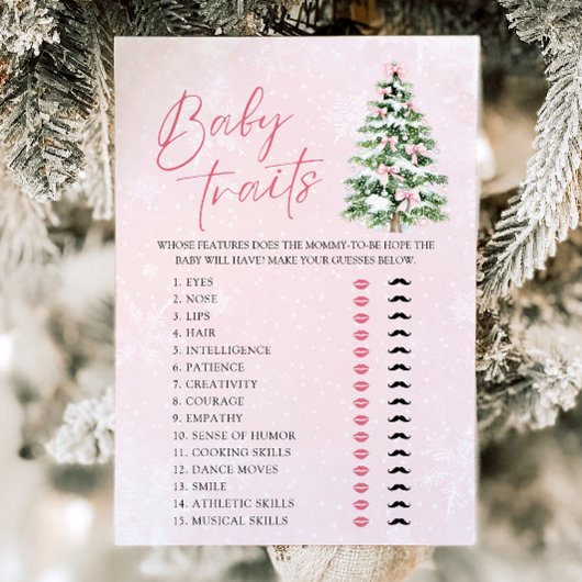 弓クリスマスツリーベビートレイトベビーシャワーゲーム 招待状