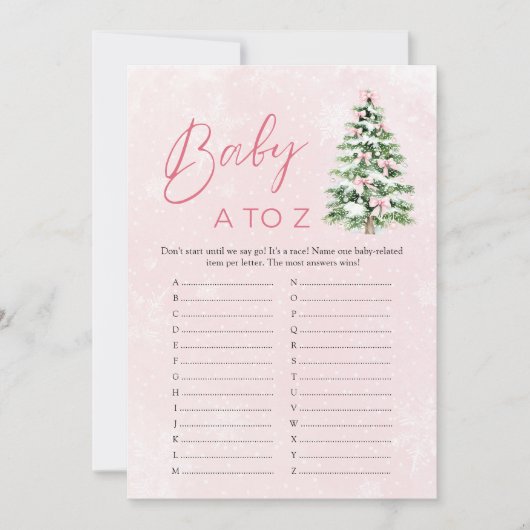 弓クリスマスベビーアイテムAへZ赤ちゃんシャワーゲーム 招待状 (正面)