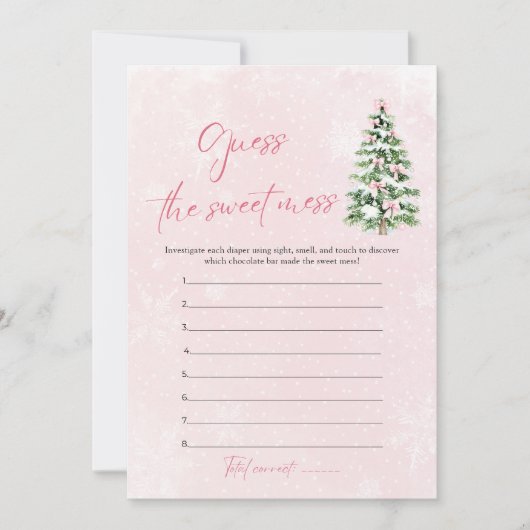 弓クリスマスベビーシャワー甘い混乱を推測 招待状 (正面)