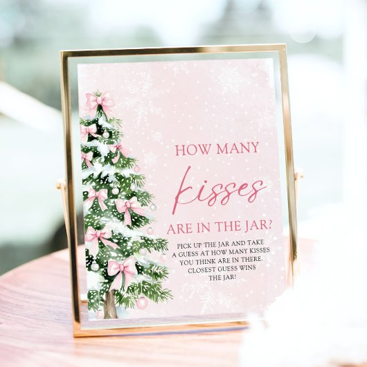 弓クリスマス推測どのように多くのキス赤ちゃんシャワー ポスター