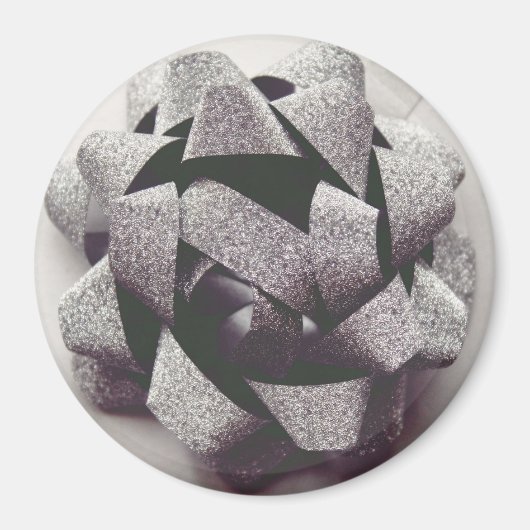 弓シルバーグレー現在のパーティー弓 マグネット (正面)