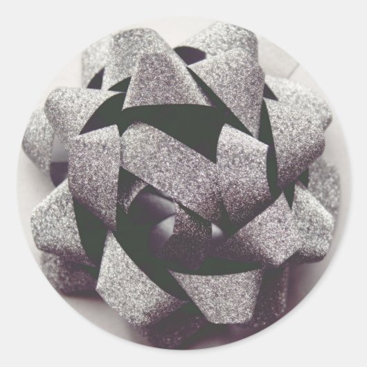 弓シルバープレゼントパーティー弓 ラウンドシール (正面)