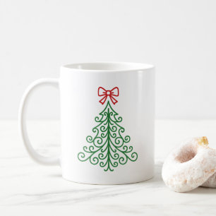 弓シンプルクリスマス付きモダン コーヒーマグカップ