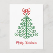 弓シンプルクリスマス付きモダン シーズンポストカード (正面)