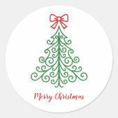 弓シンプルクリスマス付きモダン ラウンドシール (正面)