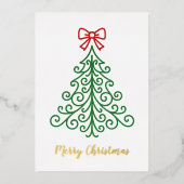 弓シンプルクリスマス付きモダン 箔シーズンカード (正面)