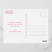 弓シンプルクリスマス付きモダン 箔シーズンポストカード (裏面)