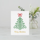 弓シンプルクリスマス付きモダン 箔シーズンポストカード (立ち正面)