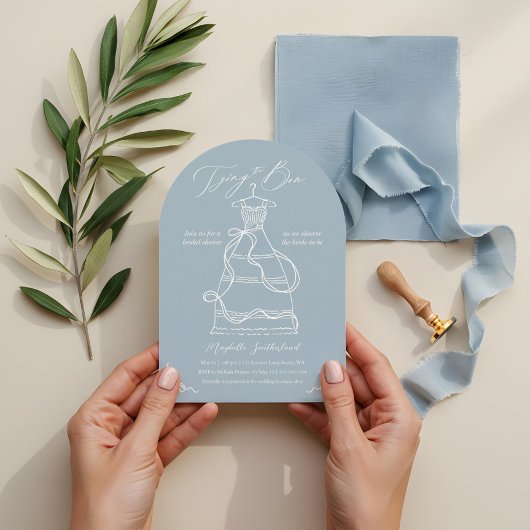 弓スケッチのドレ結婚スブライダルシャワーを結ぶ 招待状