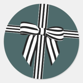 弓ストライプのシール緑 ラウンドシール