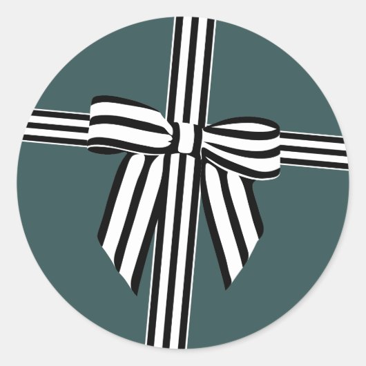 弓ストライプのシール緑 ラウンドシール (正面)