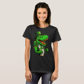 弓タイおもしろいプルロフ付きSt patricks day恐竜 Tシャツ (正面フル)