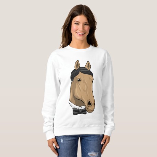 弓タイの紳士としての馬 スウェットシャツ (正面フル)