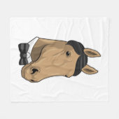 弓タイの紳士としての馬 フリースブランケット (正面(横))