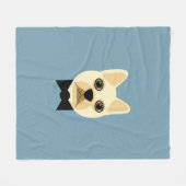 弓タイフランスのグブルーのブルドッグ フリースブランケット (正面(横))