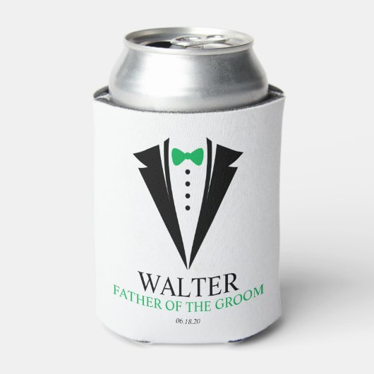 弓タイTuxedo "新郎の父パーソナライズされた" 缶クーラー (缶正面)