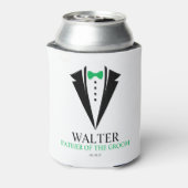 弓タイTuxedo "新郎の父パーソナライズされた" 缶クーラー (缶裏面)