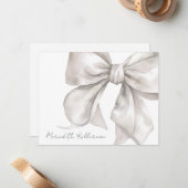 弓パーソナライズされた名エレガントモノグラム ノートカード (正面/裏面インサイチュ)