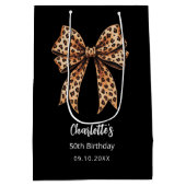 弓ヒョウ柄ブラックバースデーパーティー ミディアムペーパーバッグ (裏面)