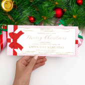 弓ピンクストライプメリークリスマスギフト券カード 招待状