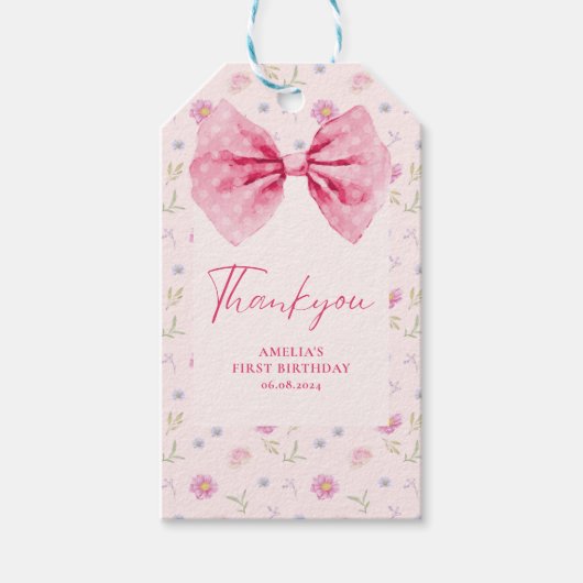 弓フローラリトル恋しく思オネダーフル誕生日の好意 ギフトタグ (正面)