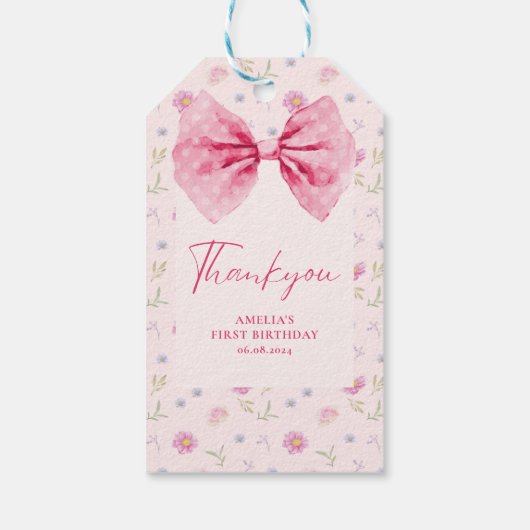 弓フローラリトル恋しく思オネダーフル誕生日の好意 ギフトタグ (裏面)