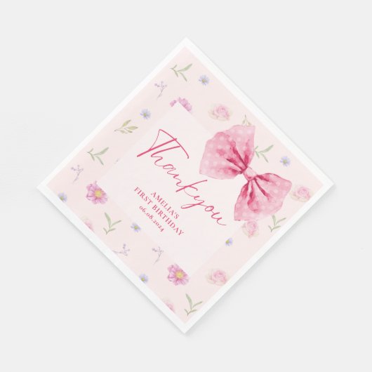 弓フローラリトル恋しく思オネダーフル誕生日の好意 スタンダードランチョンナプキン (角)