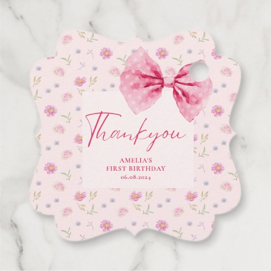 弓フローラリトル恋しく思オネダーフル誕生日の好意 フェイバータグ (裏面)