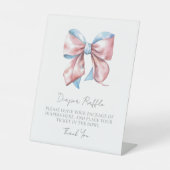 弓ベビーシャワーおむつラッフルエンクロージャカード 台座サイン (正面)