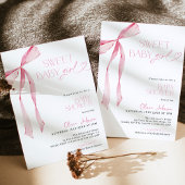 弓ベビーシャワー、ピンクの女の子ベビーシャワー 招待状