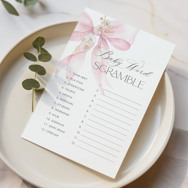 弓ベビー単語スクランブルフローラ赤ちゃんシャワーゲーム (クリエイターアップロード済み)