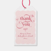 弓ミニマモダンリストウェーブピンクガールベビーシャワー ギフトタグ (正面)